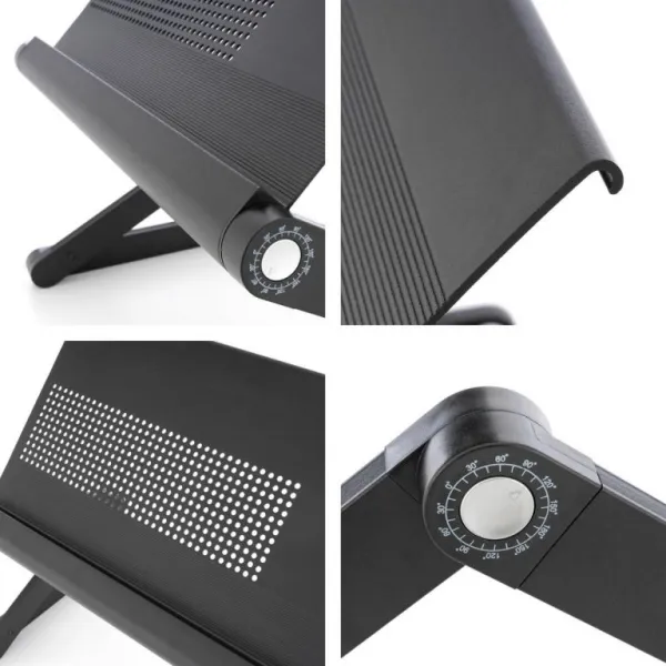 Divero 71784 Stolík na laptop nastaviteľný s vetracími štrbinami - čierny