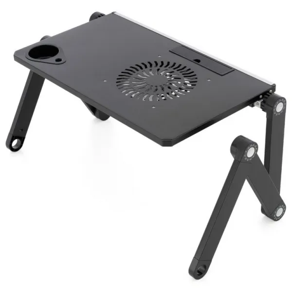 Divero 71765 Notebookový stolík s USB ventilátorom - striebornočierny