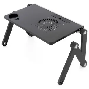Divero 71765 Notebookový stolík s USB ventilátorom - striebornočierny