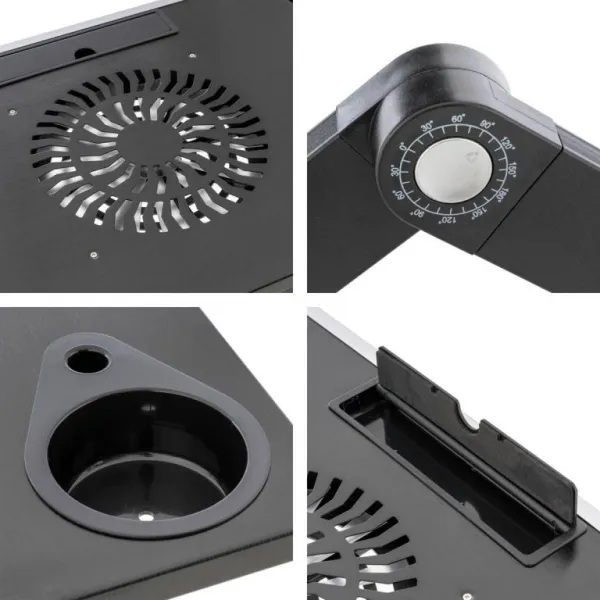 Divero 71765 Notebookový stolík s USB ventilátorom - striebornočierny
