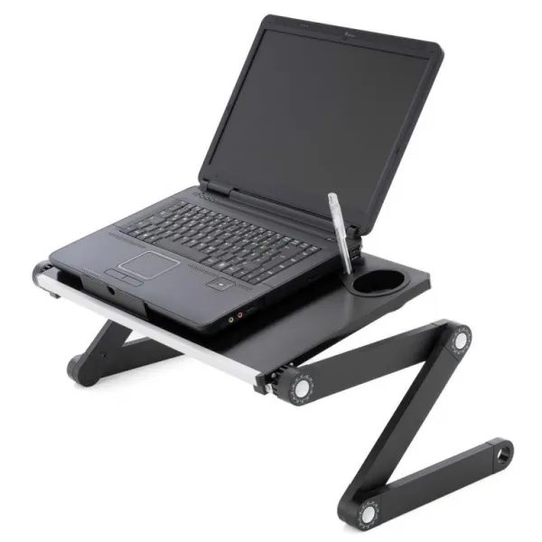 Divero 71765 Notebookový stolík s USB ventilátorom - striebornočierny