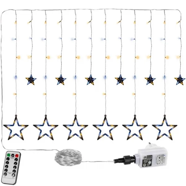 VOLTRONIC záves 12 hviezdičiek 150 LED, teplá/studená biela