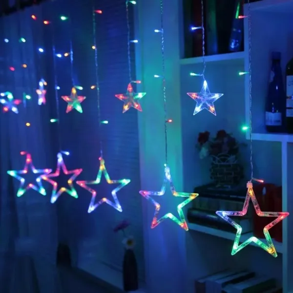 VOLTRONIC Vianočný záves,svietiace hviezdy, 150 LED, farebný