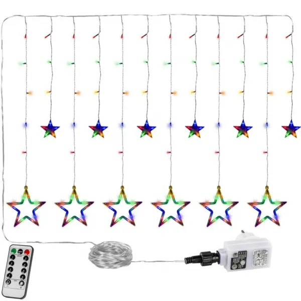 VOLTRONIC Vianočný záves,svietiace hviezdy, 150 LED, farebný