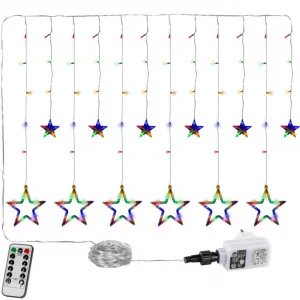 VOLTRONIC Vianočný záves,svietiace hviezdy, 150 LED, farebný