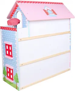 Drevený domček pre bábiky s LED svetlom, 60,5 x 71 x 32,5 cm