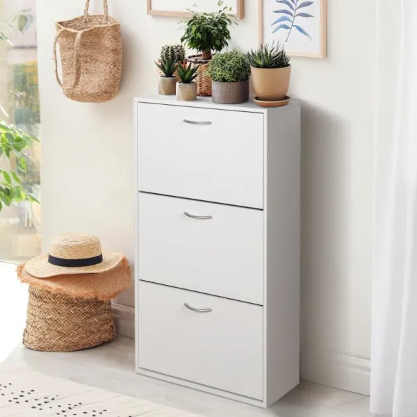 Miadomodo Výklopný botník biely - 59 x 105 x 22 cm