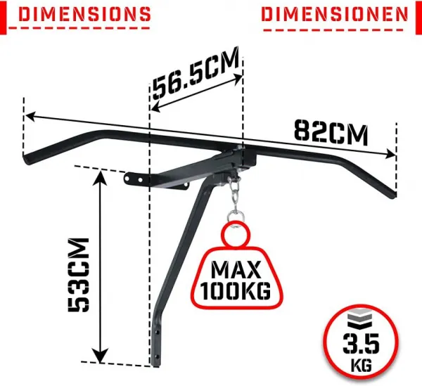 Physionics Nástenný držiak na boxovacie vrece s tyčou 2 v 1