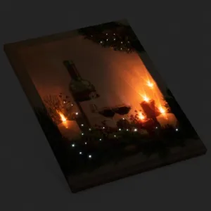 Nexos 86706 Nástenná maľba sviečky s vínom, 5 LED, 30 x 40 cm