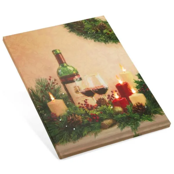 Nexos 86706 Nástenná maľba sviečky s vínom, 5 LED, 30 x 40 cm