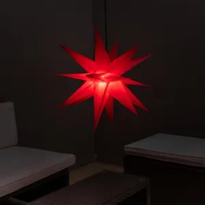 Nexos 64199 Vianočná dekorácia - hviezda s časovačom 1 LED, 55 cm, červená