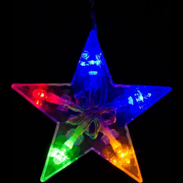 VOLTRONIC Vianočný záves, 5 hviezd, 61 LED, farebný, ovládač