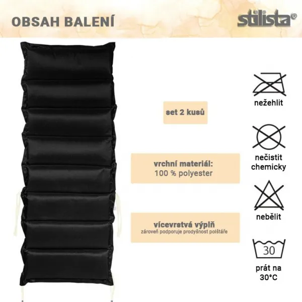 STILISTA sada 2 polstrovania na stoličky, antracit / krémová