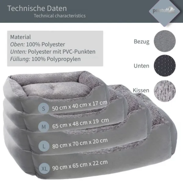 Petstuff pelech pre psa, veľkosť M, 65 x 48 x 19 cm, šedý