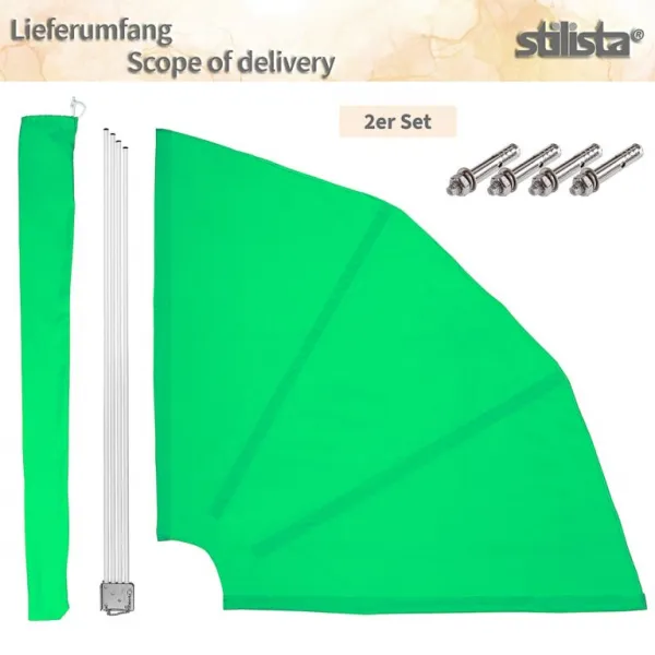 STILISTA 2 dielna balkónová zástena, 140 x 140, zelená