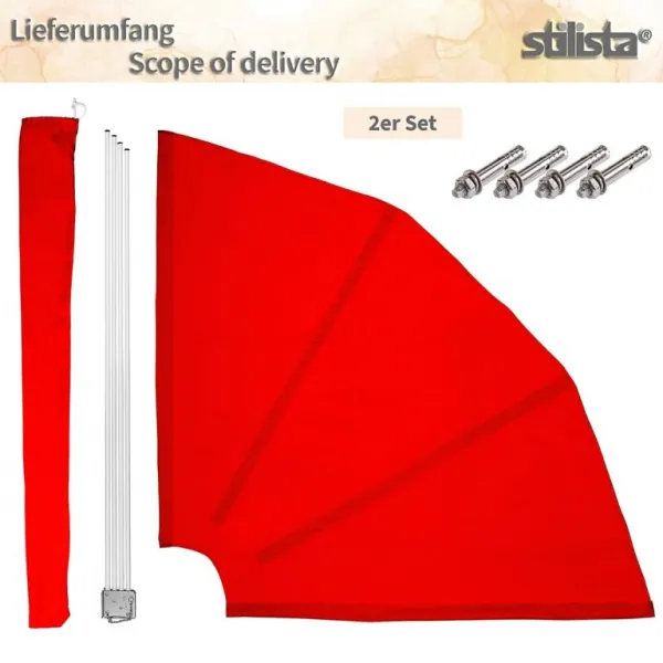 STILISTA 2 dielna balkónová zástena, 140 x 140, červená