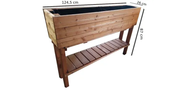 Drevený vyvýšený záhon na nožičkách s výškou 124 cm