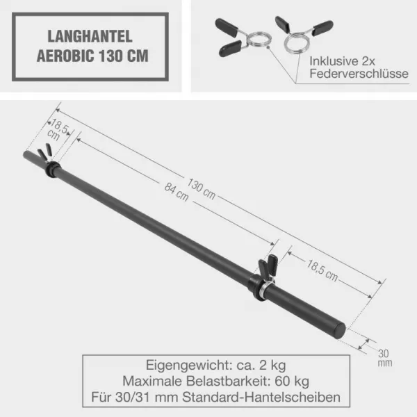 Gorilla Sports Plastová činková tyč, čierna, 130 cm