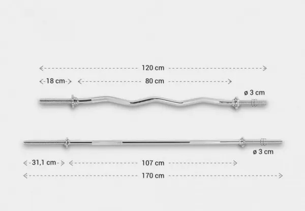 Gorilla Sports Sada posilňovacích tyčí 170 cm + 120 cm, zámky
