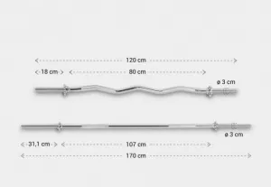 Gorilla Sports Sada posilňovacích tyčí 170 cm + 120 cm, zámky