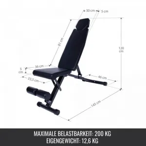 Gorilla Sports Skladacia posilňovacia lavica 145 x 46 cm, čierna