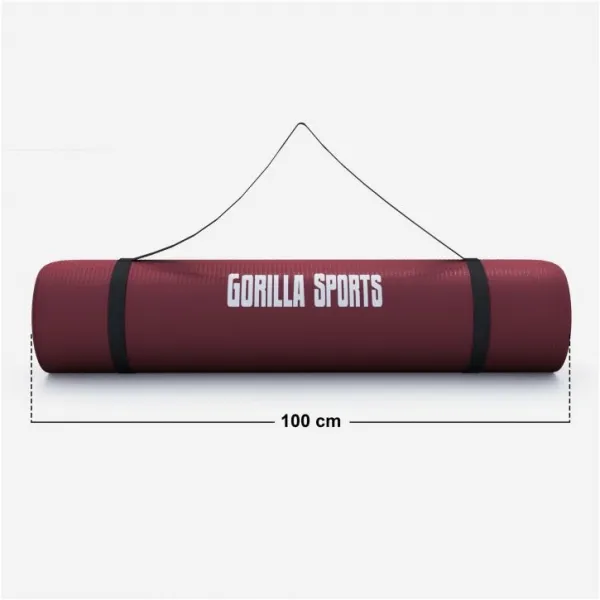 Gorilla Sports Podložka na jogu, 190 x 100 cm, tmavo červená