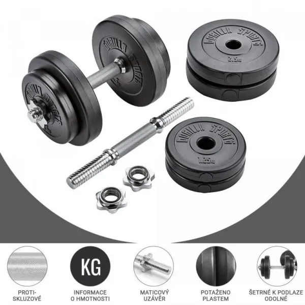 Gorilla Sports Jednoručný činkový nakladací set, 2 x 10 kg