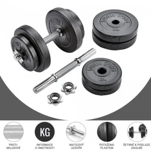 Gorilla Sports Jednoručný činkový nakladací set, 2 x 10 kg