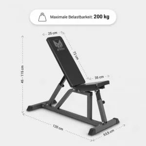 Nastaviteľná lavica na cvičenie, 8 polôh, nosnosť 200 kg