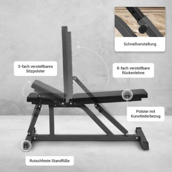 Nastaviteľná lavica na cvičenie, 8 polôh, nosnosť 200 kg