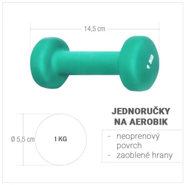 Gorilla Sports Jednoručky na aerobik, 2 x 1 kg, zelené