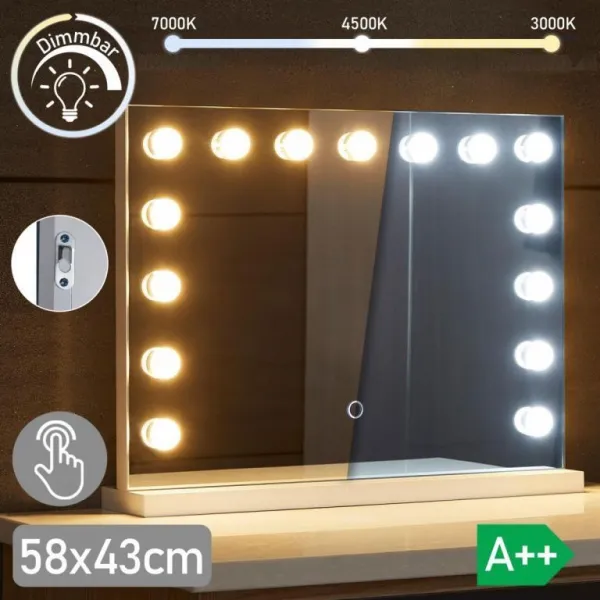 Aquamarin Kúpeľňové LED zrkadlo Hollywood 58 x 43 cm
