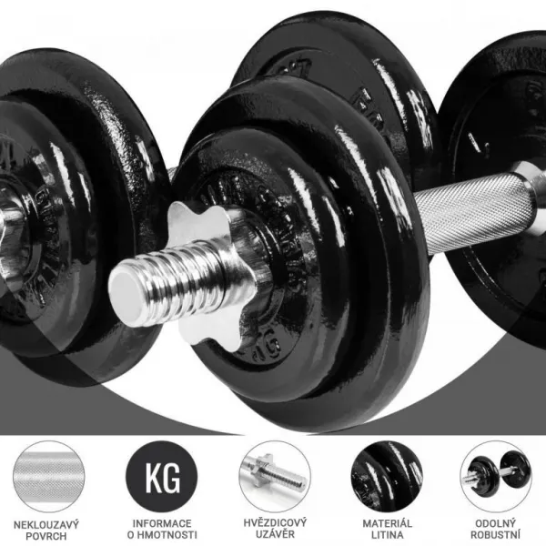 Gorilla Sports Jednoručný liatinový set + kufrík, 20 kg