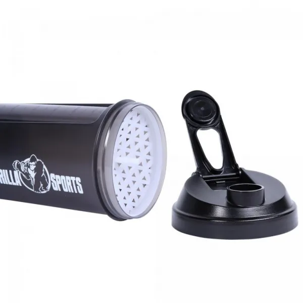 Gorilla Sports Shaker s priehradkou, 500 ml čierny
