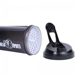 Gorilla Sports Shaker s priehradkou, 500 ml čierny