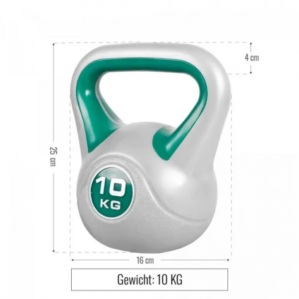 Gorilla Sports Kettlebell činka, vinylová, zelená, 10 kg