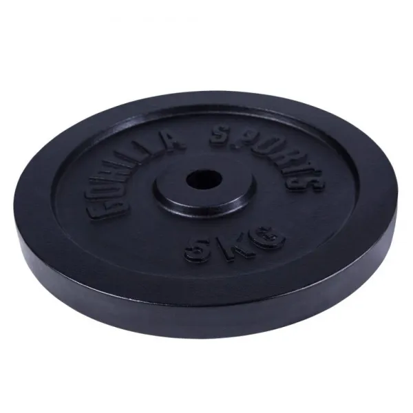 Gorilla Sports Liatinový záťažový kotúč, čierny, 5 kg