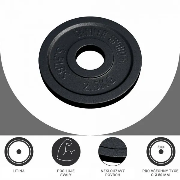 Gorilla Sports Záťažový kotúč 50/51 mm, 2,5 kg