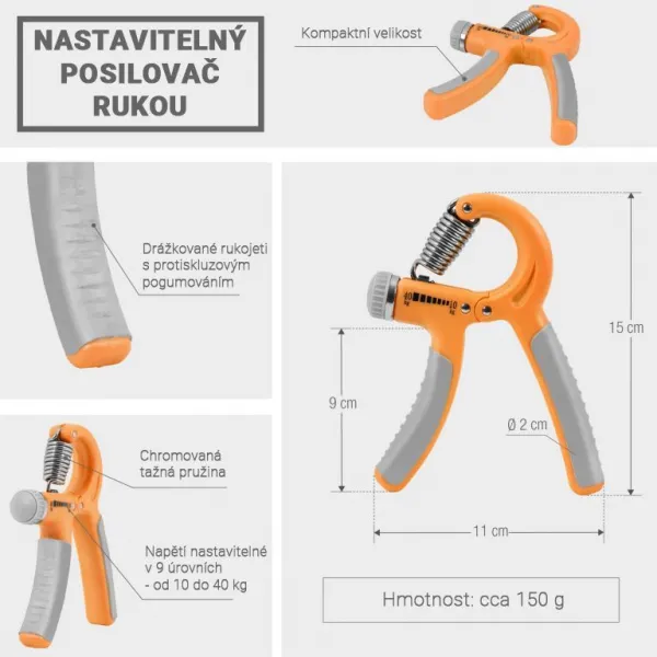 Gorilla Sports Nastaviteľný posilňovač rúk, 10 až 40 kg