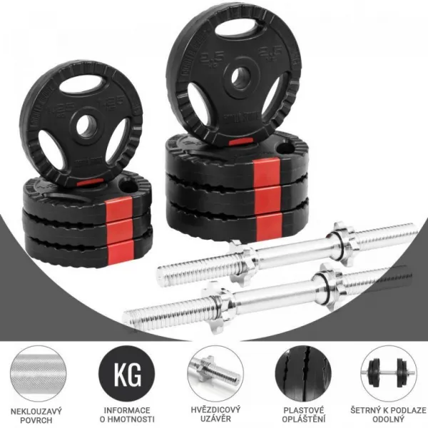 Gorilla Sports Súprava jednoručných činiek, pogumovaná, 20 kg
