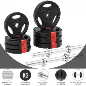 Gorilla Sports Súprava jednoručných činiek, pogumovaná, 20 kg