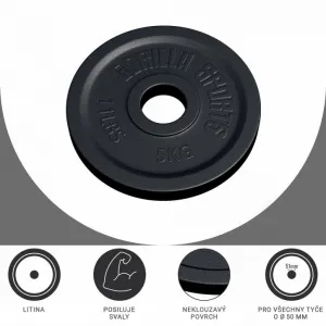 Gorilla Sports Záťažový kotúč 50/51 mm, liatina, 5 kg