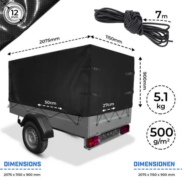 Prepravná plachta na vozík 500 g/m2 čierna