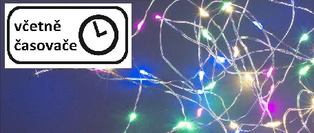 Nexos 59015 Svetelný strieborný drôt, 40 LED, časovač, farebný