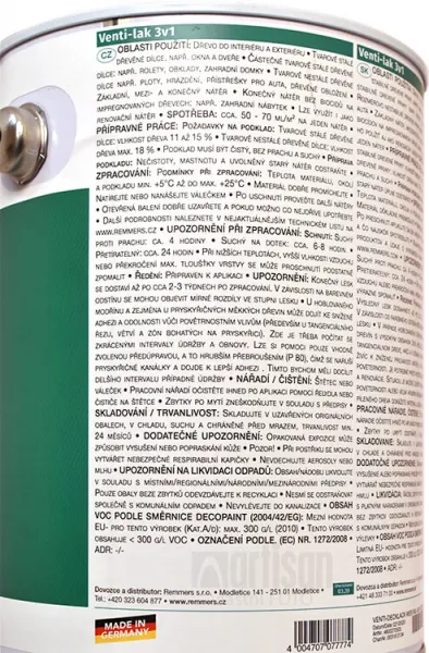 REMMERS Venti-lak 3v1 - krycí lak pre interiér aj exteriér 2.5 l Biely