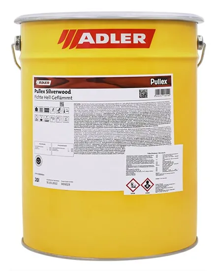 Adler Pullex Silverwood - efektná lazúra do exteriéru vytvárajúca vzhľad starého dreva 20 l fichte hell geflämnt - smrek svetlý žíhaný