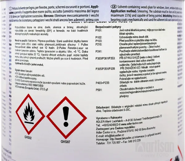ADLER Pullex Fenster Lasur - renovačná lazúra na okná a dvere 2.5 l Cube ST 02/3