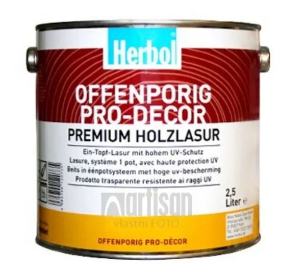 HERBOL Offenporig Pro Decor - univerzálna lazúra na drevo 2.5 l Orech 8405