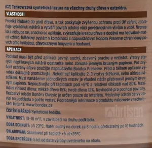 BONDEX CLASSIC - Tenkovrstvá syntetická lazúra na drevo ebony (bondex) 2,5 L