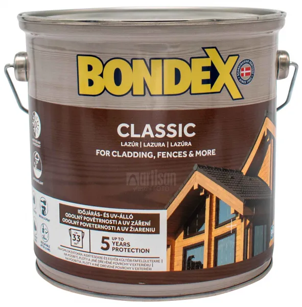 BONDEX CLASSIC - Tenkovrstvá syntetická lazúra na drevo ebony (bondex) 2,5 L